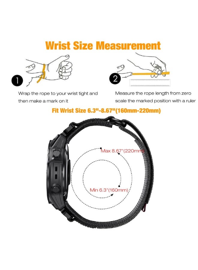 Rugged Nylon Quick Fit 22mm Watch Bands for Garmin Fenix 7 / Fenix 6 / Fenix 5 / EPIX Pro 47mm, Adjustable Weave Ballistic Nylon Webbing Wrist Band for Forerunner 955/965, MARQ - Image 4